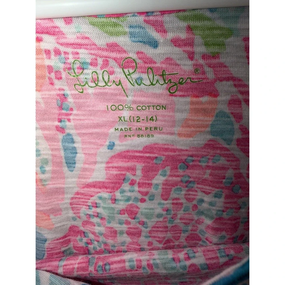Lilly Pulitzer Girls Esme Knit Dress Lets Cha Cha Pink Blue XL 12-14 53547G